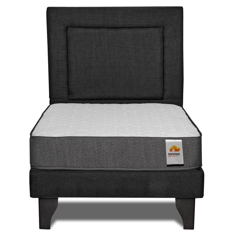 INNOVAMUEBLES - CAMA + RESPALDO SILVER 1,5 PL NEGRO INNOVAMUEBLES