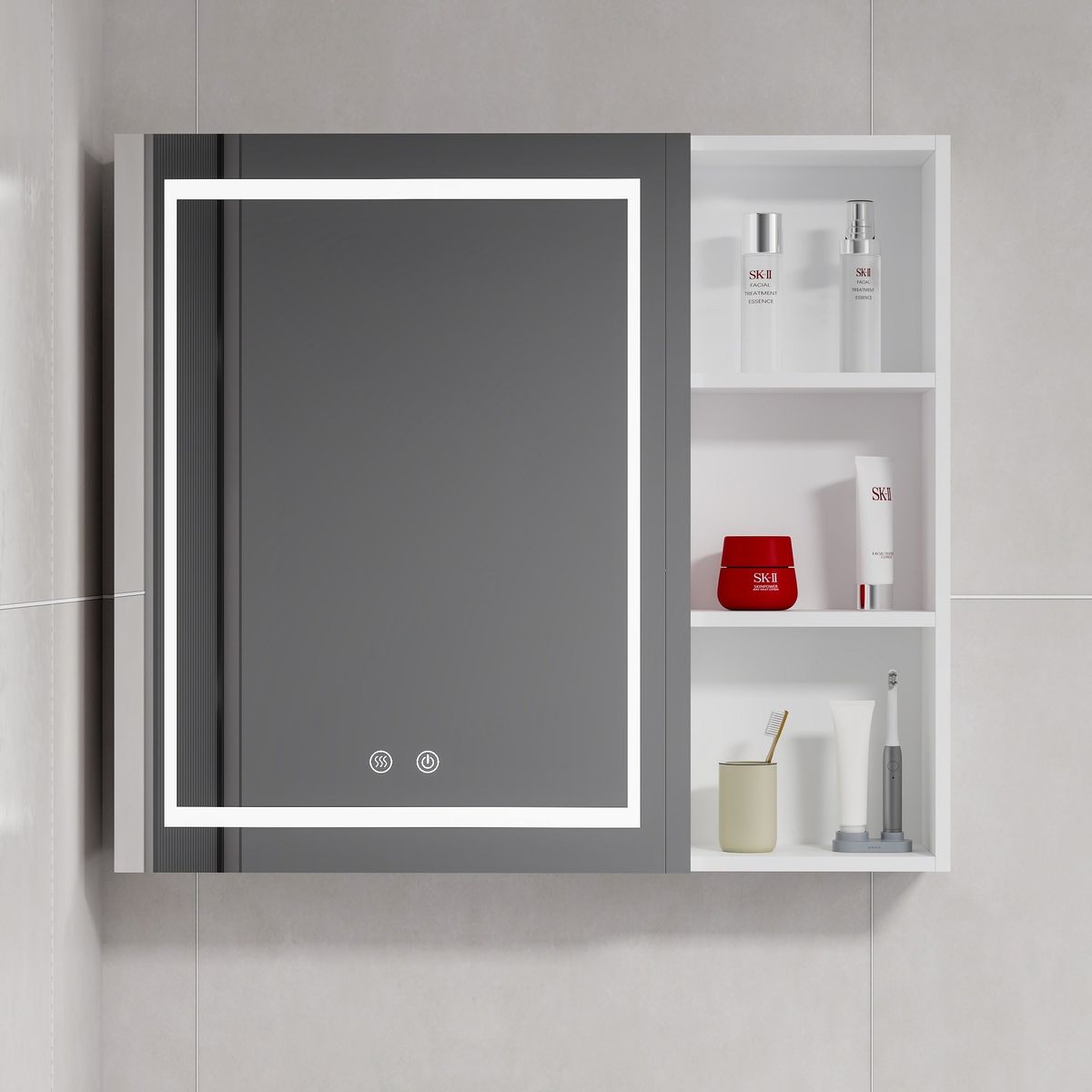 DOMSA - Botiquin Espejo LED Antiempañante Domsa MMR-70 Blanco 68x80x14cm