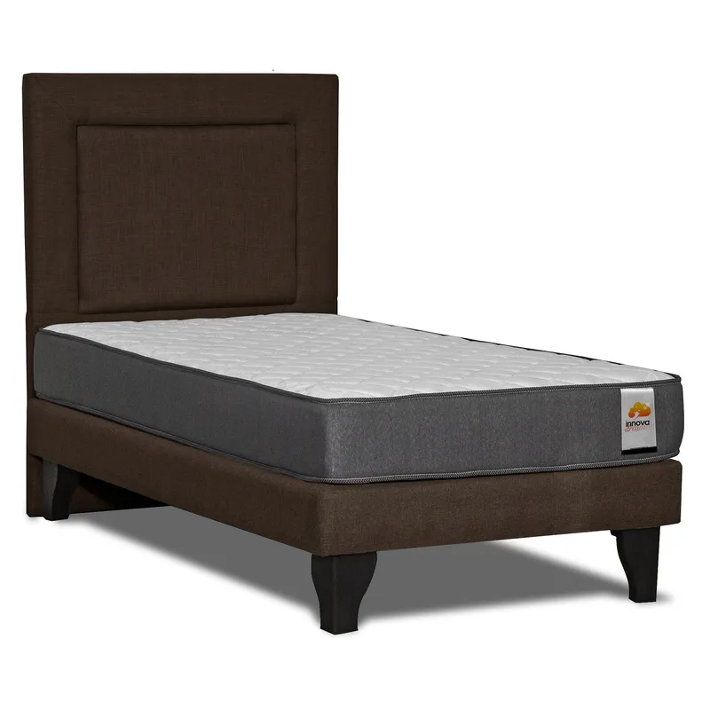 INNOVAMUEBLES - CAMA + RESPALDO SILVER 1,5 PL CHOCOLATE INNOVAMUEBLES