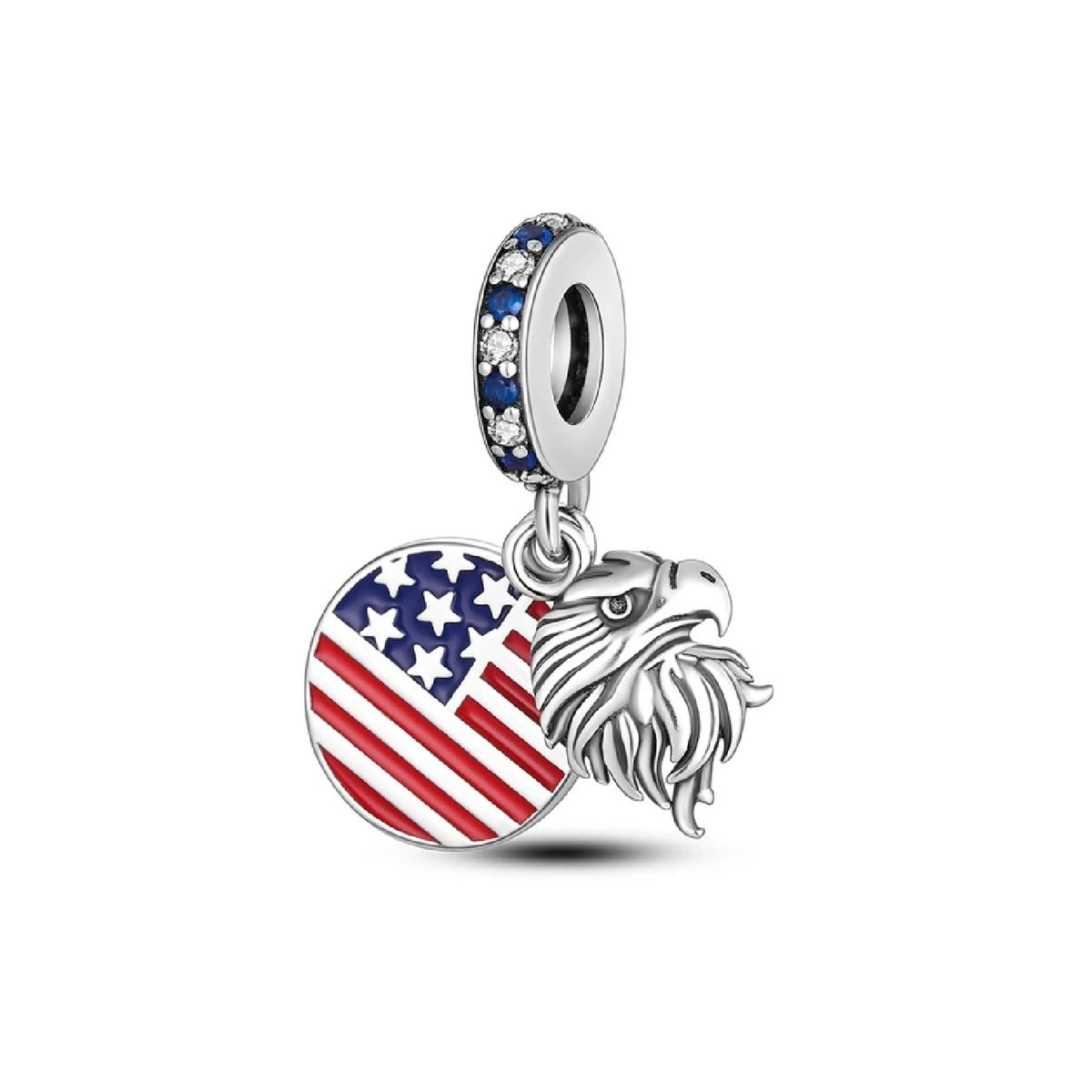 SILVER HEART - Charm USA (I love America) en Plata Fina 925 SILVER HEART