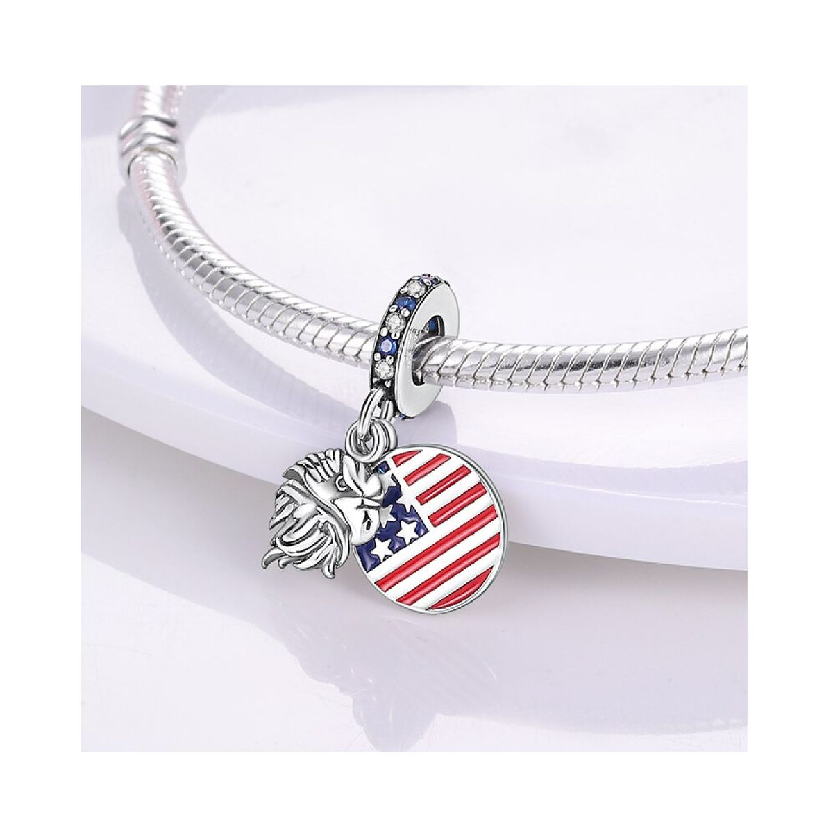 SILVER HEART - Charm USA (I love America) en Plata Fina 925 SILVER HEART