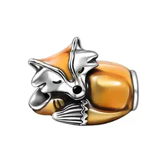 SILVER HEART - Charm Zorro Dorado Durmiendo en Plata Fina 925