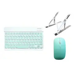 GENERICO - Kit Teclado y Mouse Bluetooth Recargable Español Verde Con Soporte…
