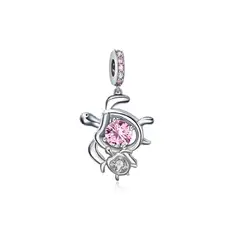 SILVER HEART - Charm Tortuga Marina y su Bebé en Plata Fina 925