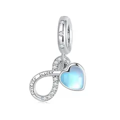 SILVER HEART - Charm Infinito y Corazón en Plata Fina 925