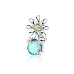 SILVER HEART - Charm Flor y Luciérnaga en Plata Fina 925
