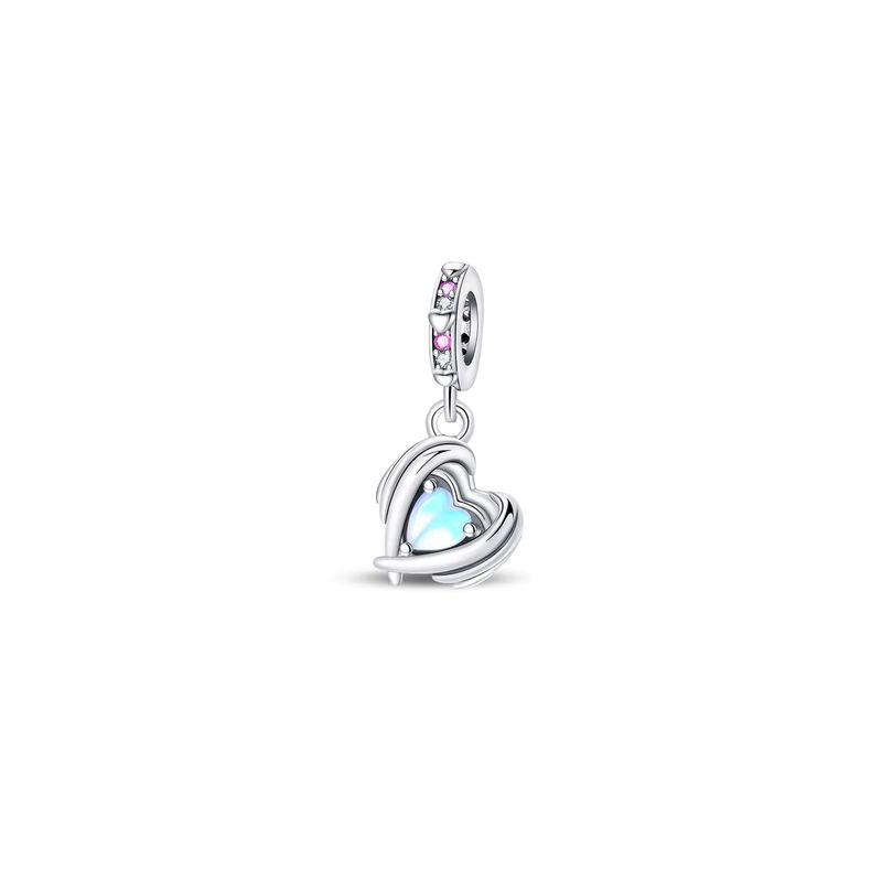 SILVER HEART - Charm Corazón de Cristal Luminoso en Plata Fina 925 SILVER HEART