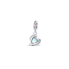 SILVER HEART - Charm Corazón de Cristal Luminoso en Plata Fina 925