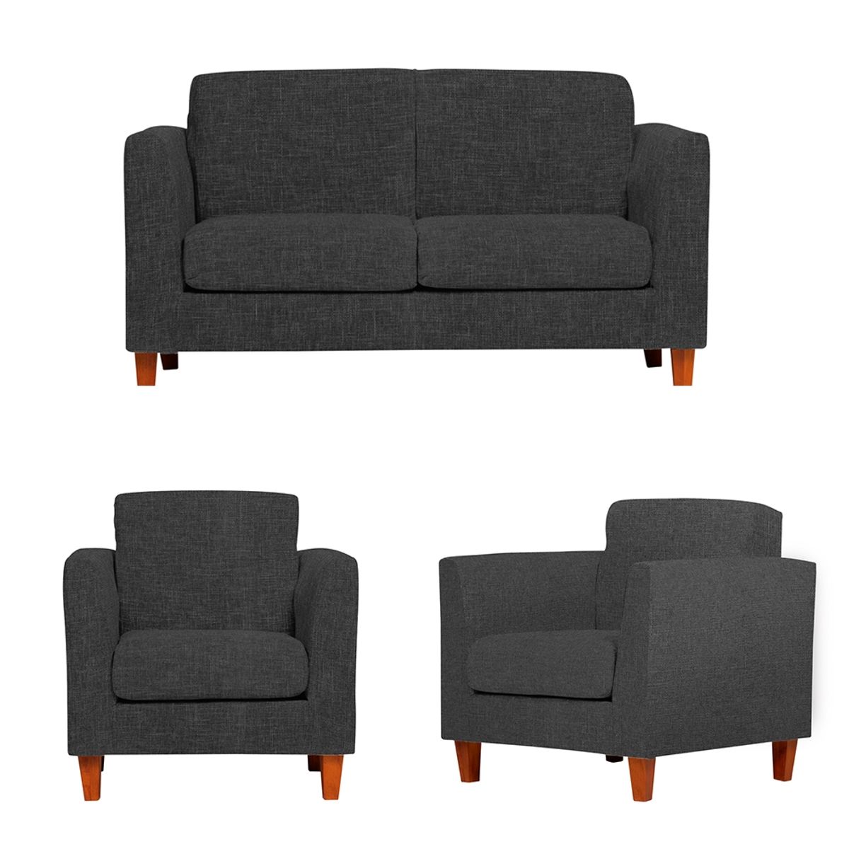 CASA WOW DECO - Living Trento 2-1-1 Tela Ceniza