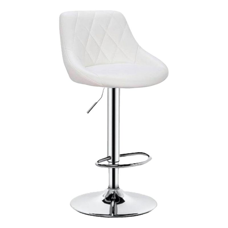 GLOBAL LATIN GROUP - Sillas Taburete Piso Bar Giratoria Altura Regulable Con Respaldo - Blanco