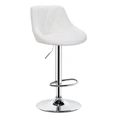 GLOBAL LATIN GROUP - Sillas Taburete Piso Bar Giratoria Altura Regulable Con Respaldo - Blanco