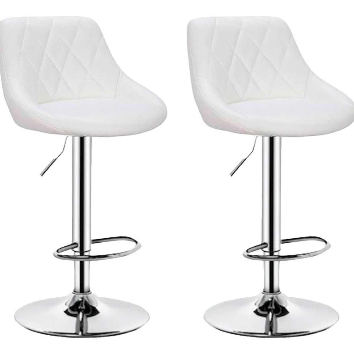 GLOBAL LATIN GROUP - Pack 2 Sillas Taburete Piso Bar Giratoria Altura Regulable - Blanco