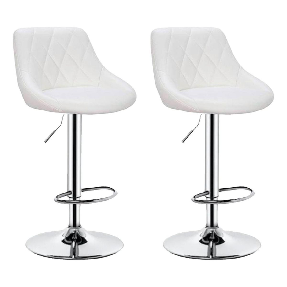 GLOBAL LATIN GROUP - Pack 2 Sillas Taburete Piso Bar Giratoria Altura Regulable - Blanco