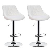 Pack 2 Sillas Taburete Piso Bar Giratoria Altura Regulable - Blanco