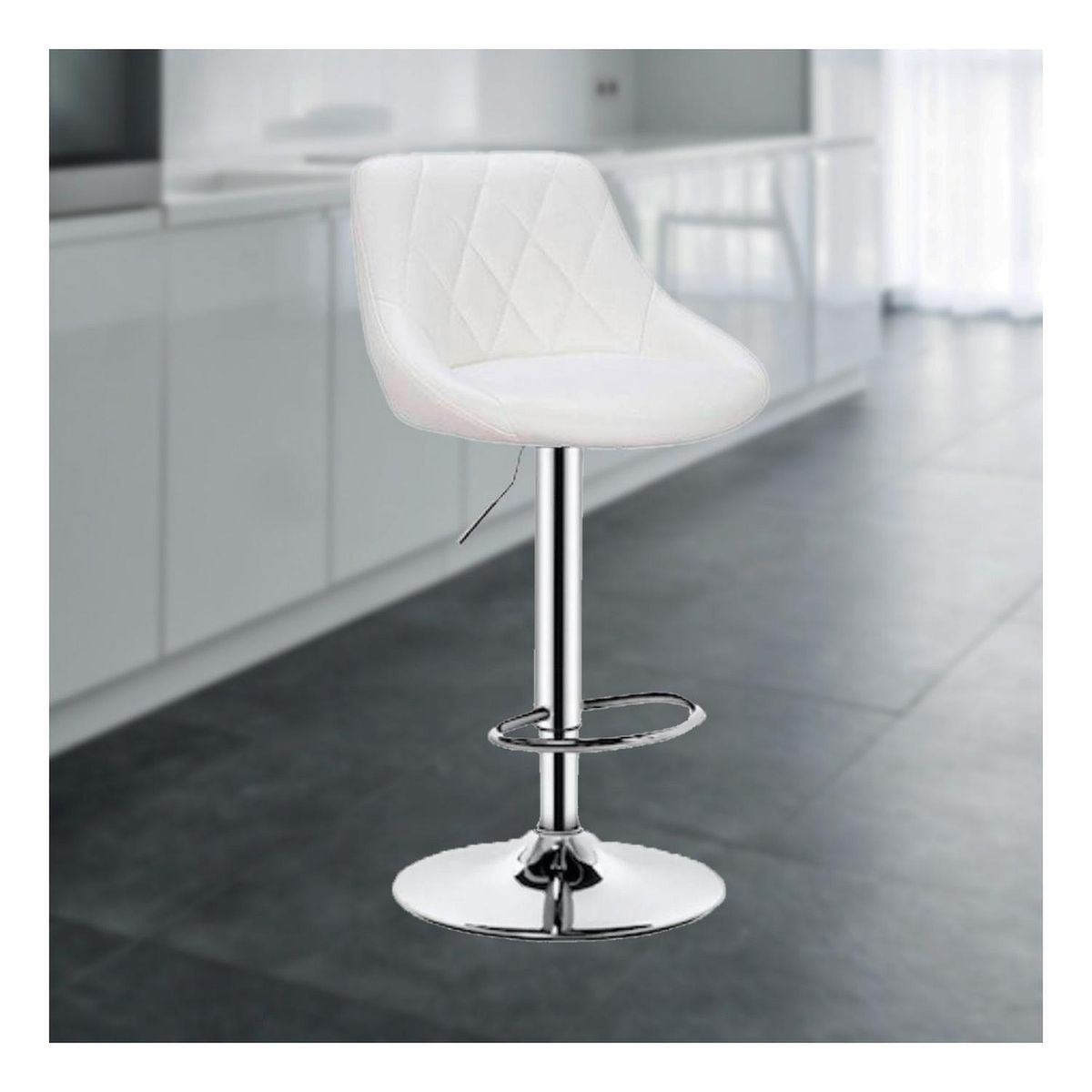 GLOBAL LATIN GROUP - Pack 2 Sillas Taburete Piso Bar Giratoria Altura Regulable - Blanco