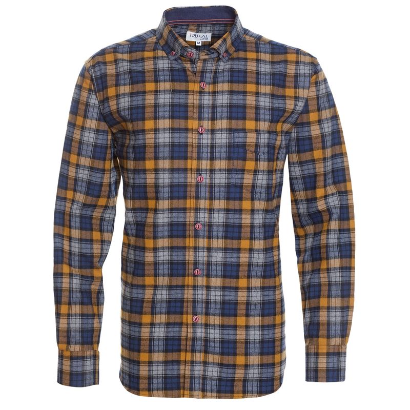 TRUVAL - Camisa Manga Larga Franela Regular Fit TRUVAL