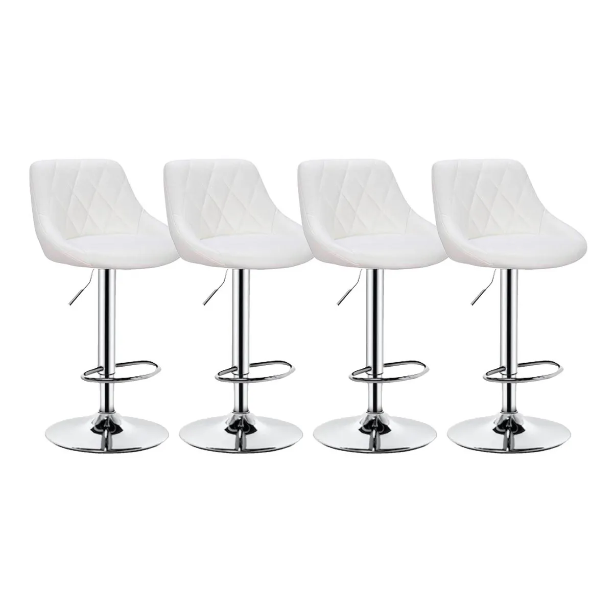 GLOBAL LATIN GROUP - Pack 4 Sillas Taburete Piso Bar Giratoria Altura Regulable - Blanco