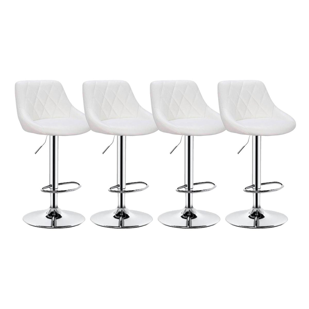 GLOBAL LATIN GROUP - Pack 4 Sillas Taburete Piso Bar Giratoria Altura Regulable - Blanco