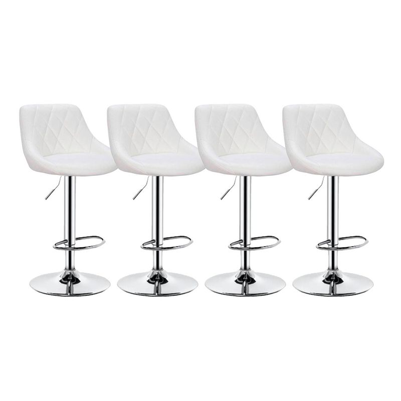GLOBAL LATIN GROUP - Pack 4 Sillas Taburete Piso Bar Giratoria con Respaldo Ovalado - Blanco