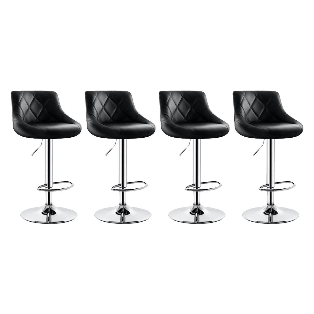 GLOBAL LATIN GROUP - Pack 4 Sillas Taburete Piso Bar Giratoria Altura Regulable - Negro