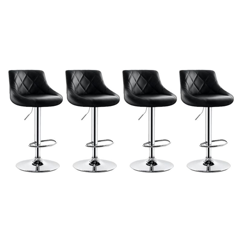GLOBAL LATIN GROUP - Pack 4 Sillas Taburete Piso Bar Giratoria con Respaldo Ovalado - Negro