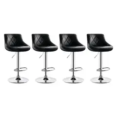 GLOBAL LATIN GROUP - Pack 4 Sillas Taburete Piso Bar Giratoria con Respaldo Ovalado - Negro