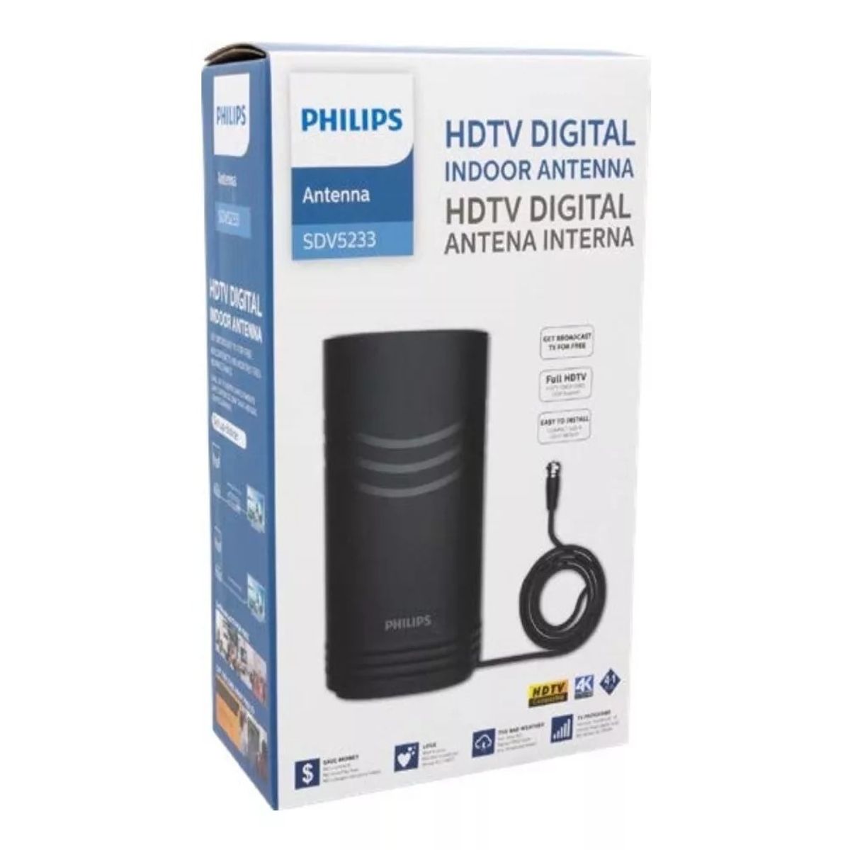 MALCREADO18753 - Antena Philips TV digital HDTV SDV5233 Indoor