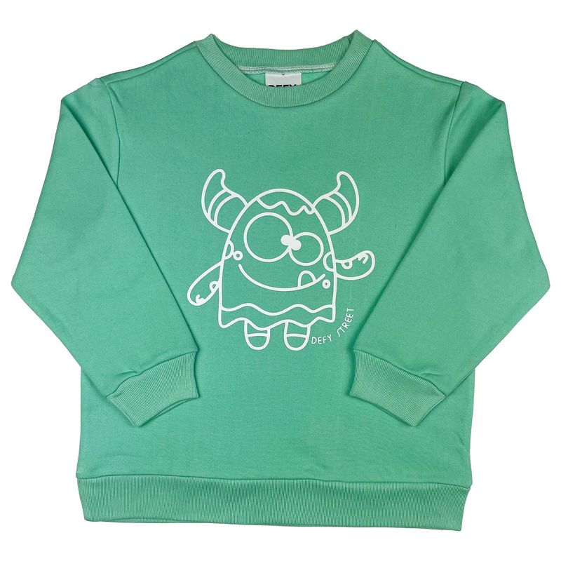 DEFY STREET - Poleron niños cuello redondo color verde con estampado