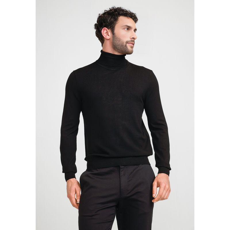PERRY ELLIS - Sweater Cuello Alto Negro Hombre