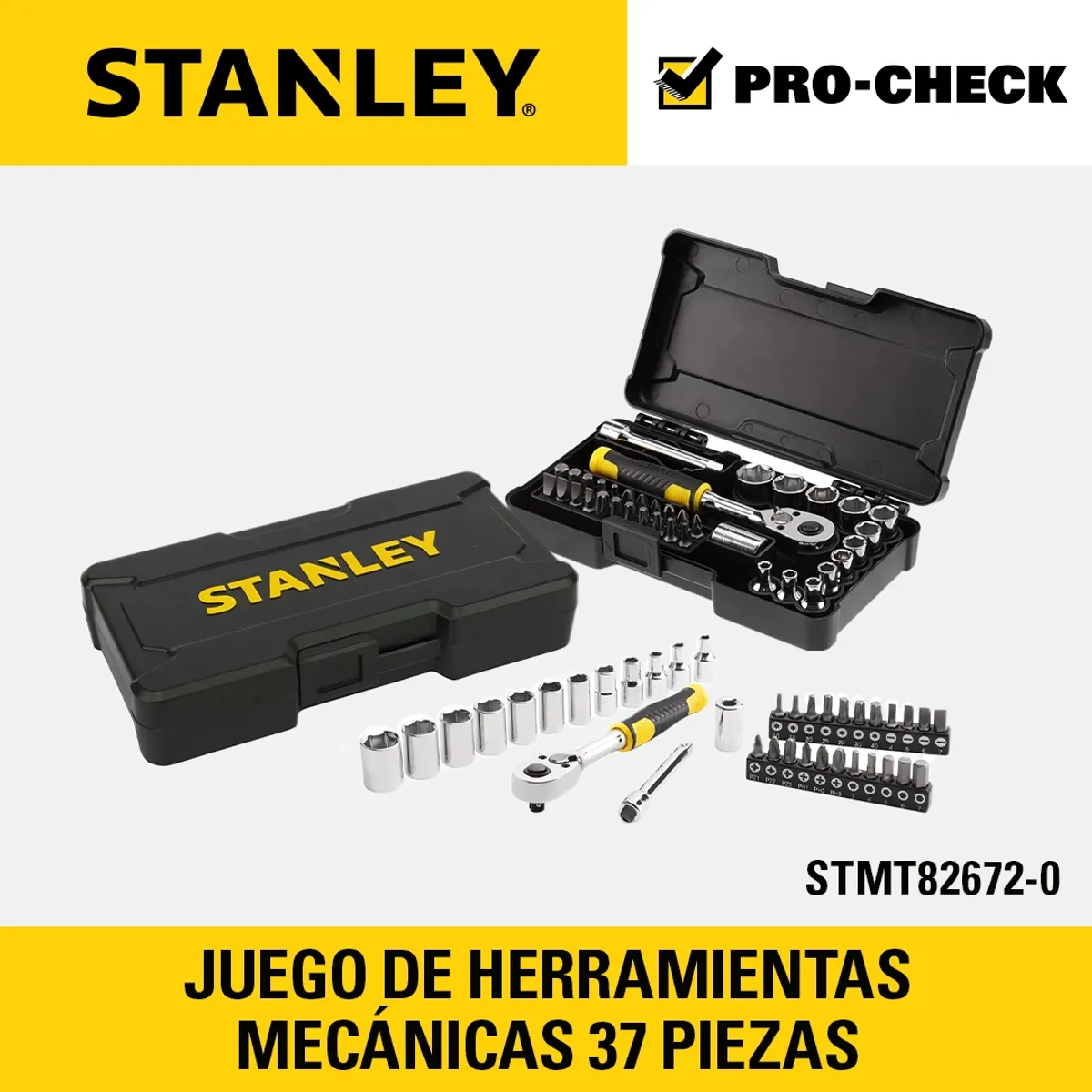 STANLEY - Set Mecánico 37 piezas 1/4" STANLEY