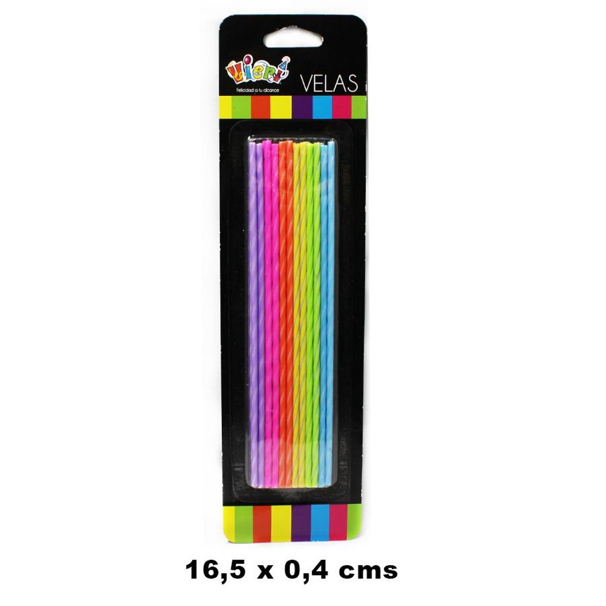 GENERICO - Set 12 velas de colores largas con brillo