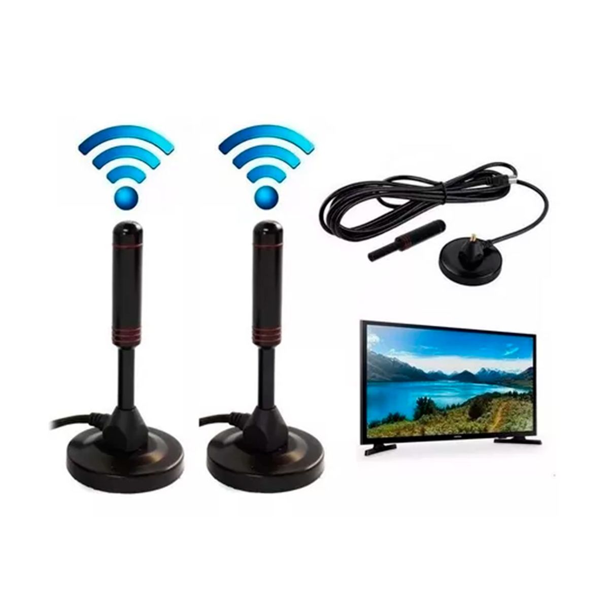 GENERICO - Pack 2 Antenas Para Tv Abierta Hdtv Hd