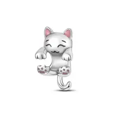 SILVER HEART - Charm Gatito Perezoso Colgante en Plata Fina 925