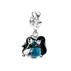 SILVER HEART - Charm Pareja de Pingüinos Enamorados en Plata Fina 925
