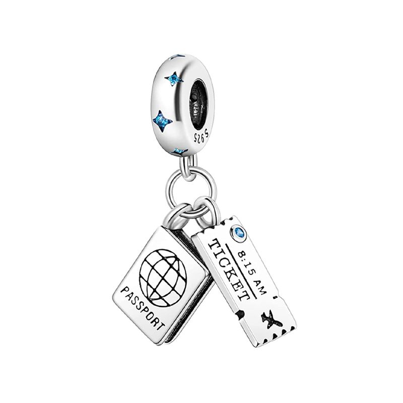 SILVER HEART - Charm Pasaporte y Ticket de Avión en Plata Fina 925 SILVER HEART