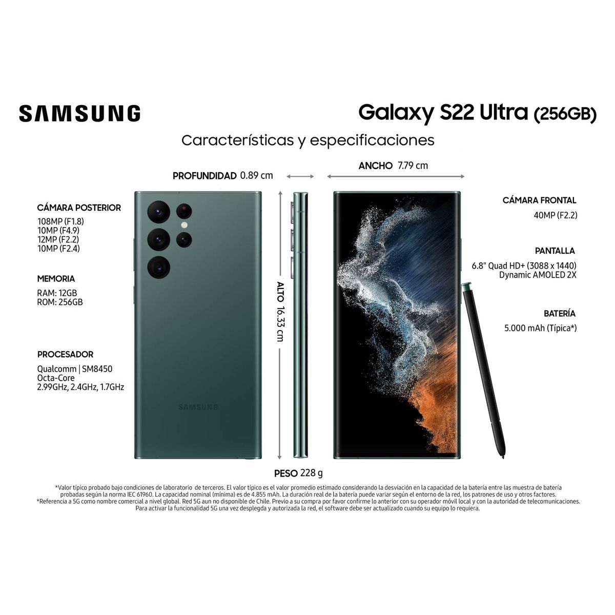 SAMSUNG - Samsung Galaxy S22 Ultra 5G 512GB - Reacondicionado - Verde