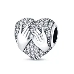 SILVER HEART - Charm Corazón y Manos en Plata Fina 925