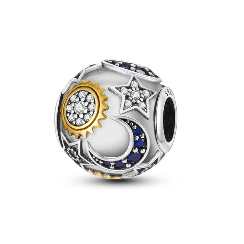 SILVER HEART - Charm Sol, Estrella y Luna en Plata Fina 925 SILVER HEART