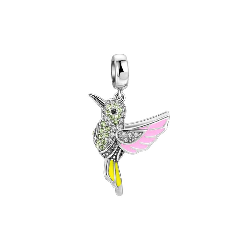 SILVER HEART - Charm Colibrí Picaflor Tricolor en Plata Fina 925 SILVER HEART