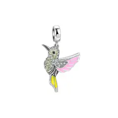 SILVER HEART - Charm Colibrí Picaflor Tricolor en Plata Fina 925