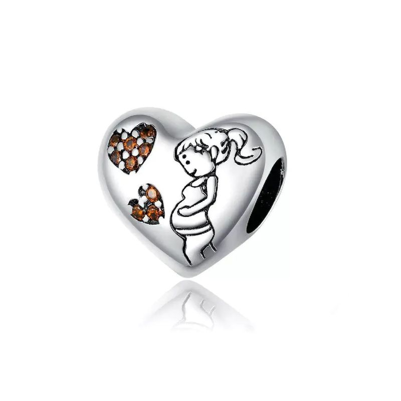 SILVER HEART - Charm Corazón Mamá Embarazada en Plata Fina 925 SILVER HEART