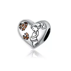 SILVER HEART - Charm Corazón Mamá Embarazada en Plata Fina 925