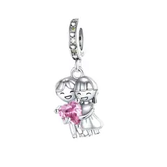 SILVER HEART - Charm Pareja de Enamorados en Plata Fina 925