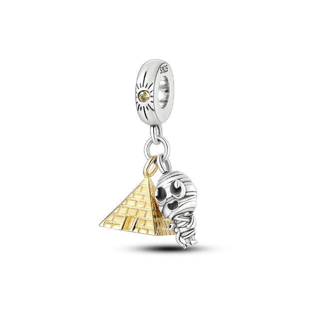 SILVER HEART - Charm Momia y Pirámide Egipcia en Plata Fina 925 SILVER HEART