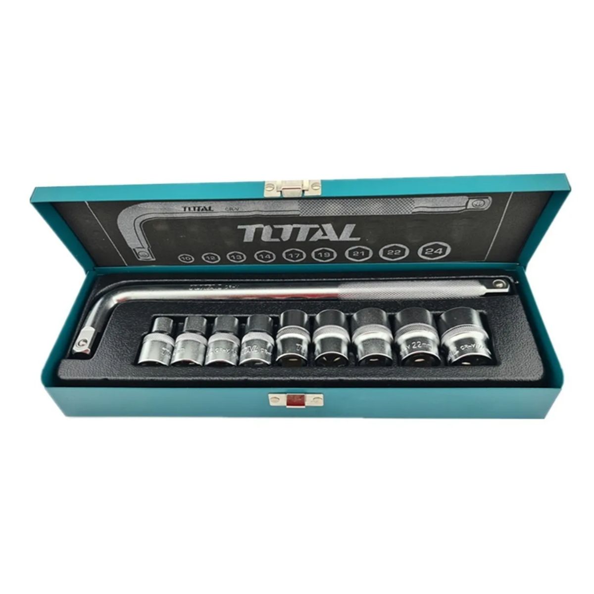 TOTAL TOOLS - Kit Juego De Dados Barrote Cuadrante 1/2 10 Piezas