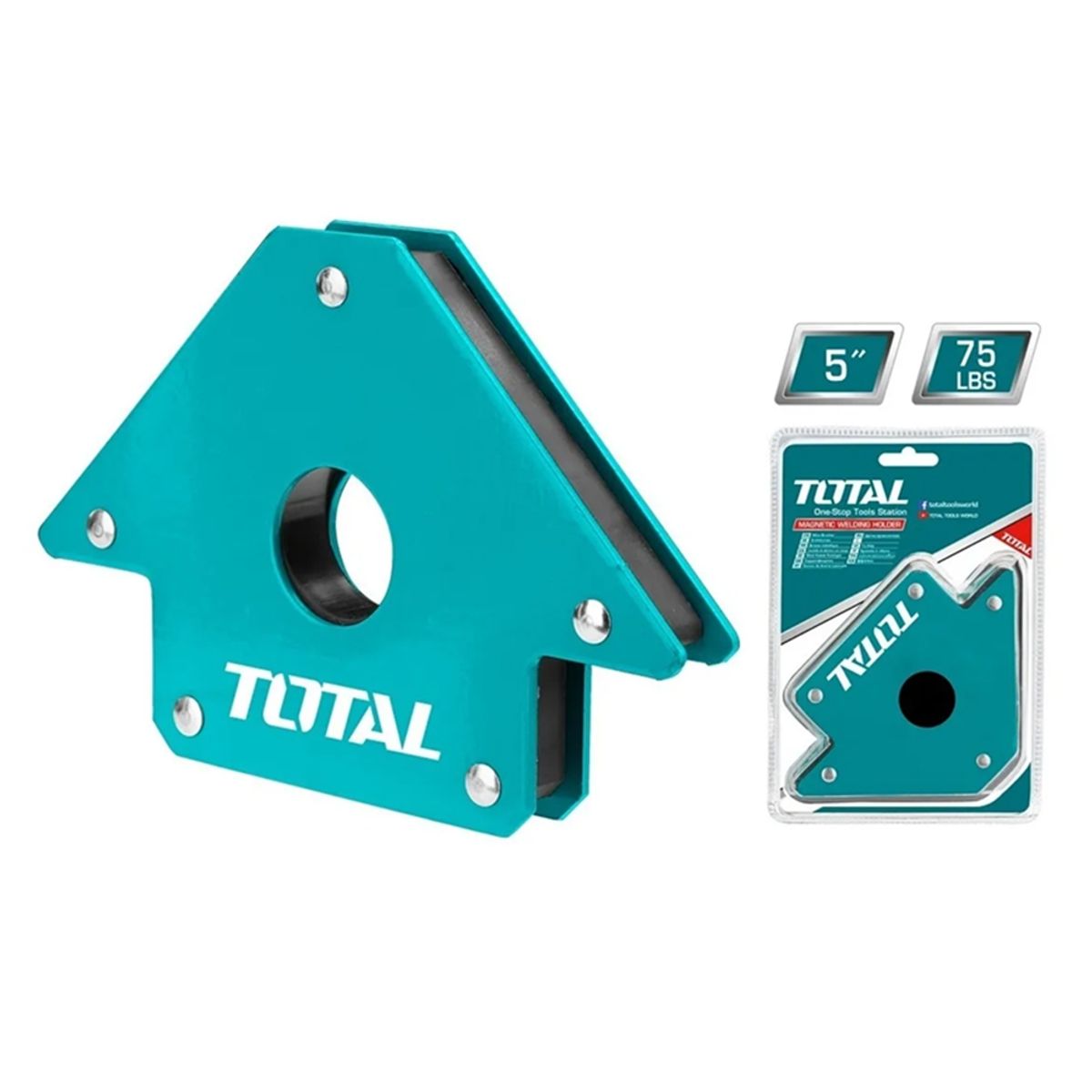 TOTAL TOOLS - Pack 2 Escuadra Magnetica 75 Lbs 5 Pulgada Para Soldar