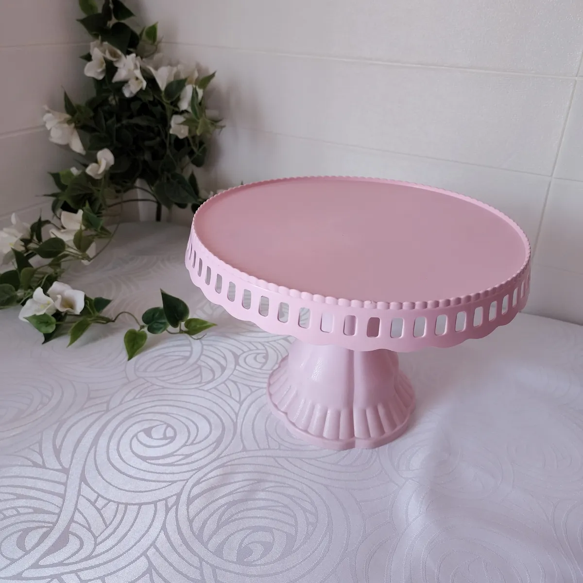 GENERICO - Porta Torta tipo Alzador Redondo 28cm - Rosado