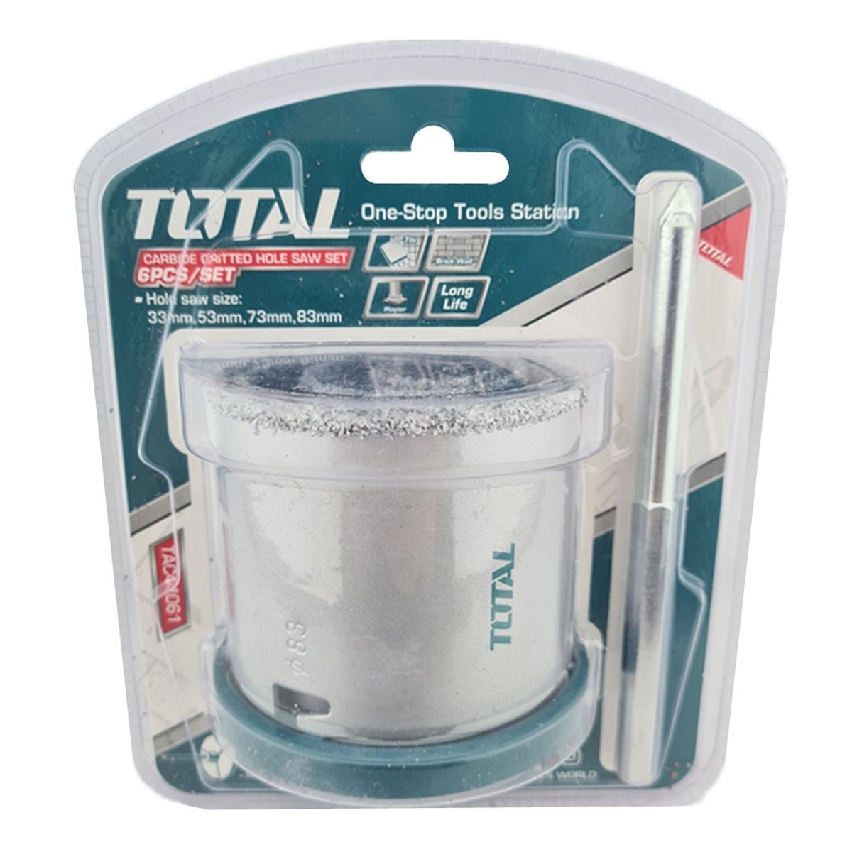 TOTAL TOOLS - Juego Broca Sierra Copa Diamantada 6 Piezas Total Tac44061