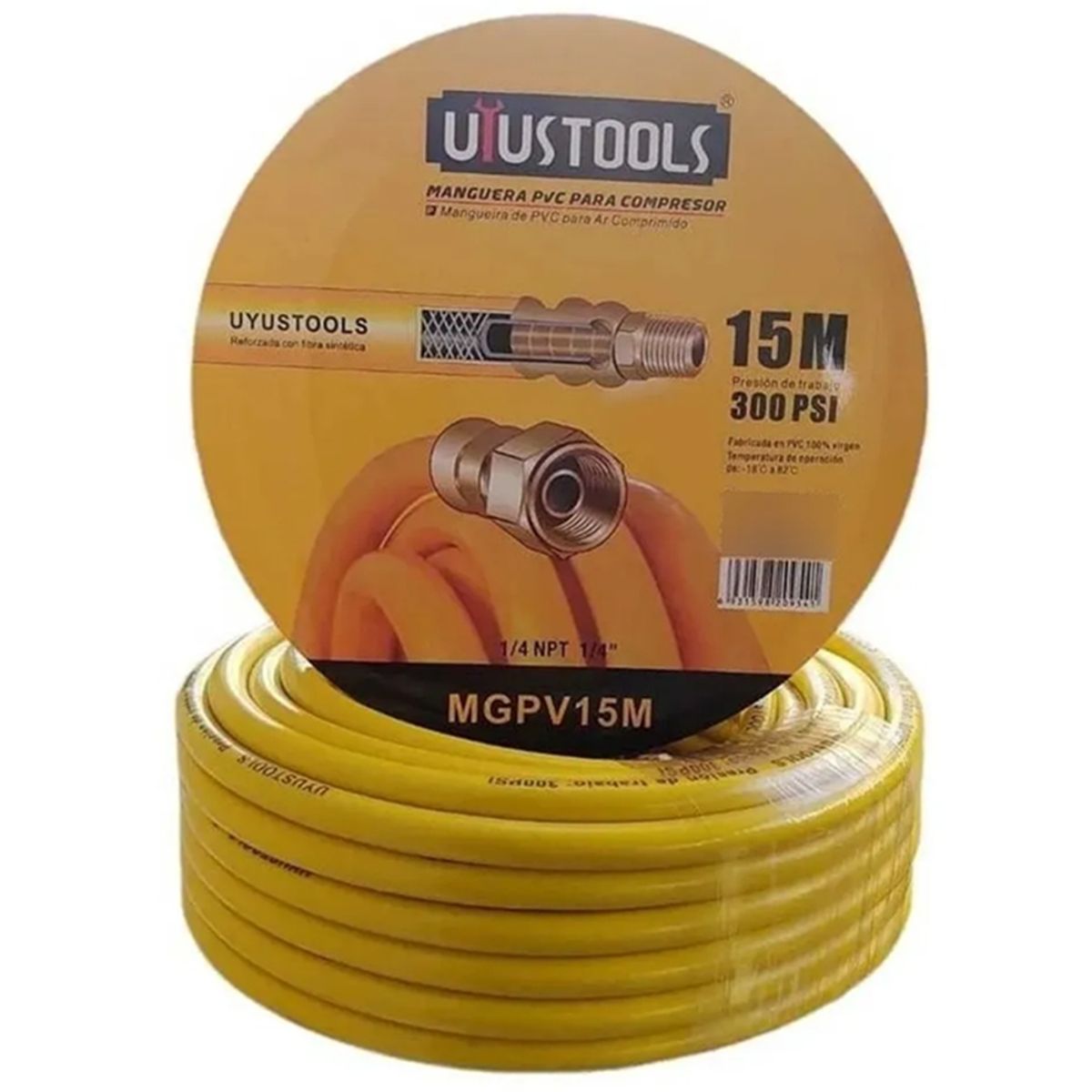 UYUSTOOL - Manguera Para Compresor De Aire 1/4 15 Mts 300psi Uyustools