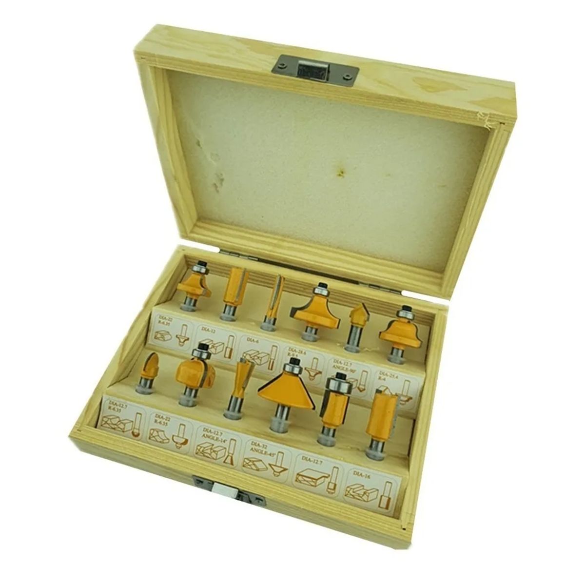 GENERICO - Kit Set Juego De Fresas 12 Piezas 1/4 Tupi Router Toolmak